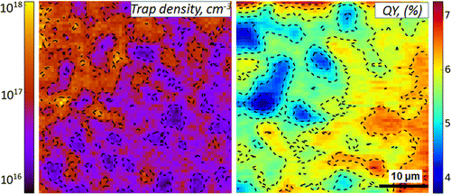 Spatially Non-uniform Trap State Densities in Solution-Processed Hybrid Perovskite Thin Films